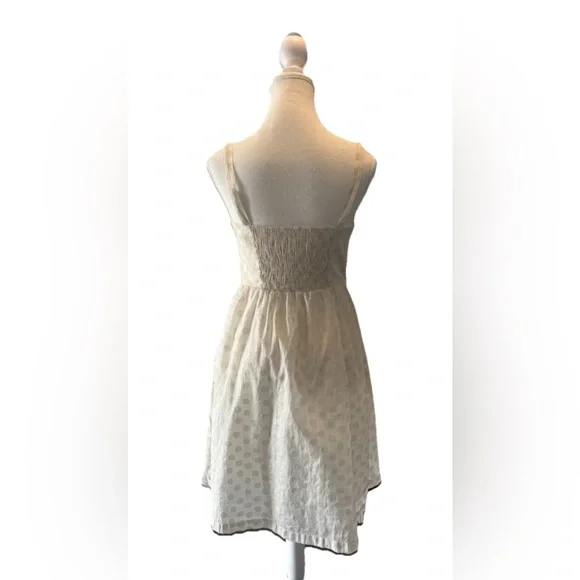 Maeve Anthropologie Size 6 Cream Gold Polka Dot Dress Pockets Sleeveless Vintage - Picture 3 of 15